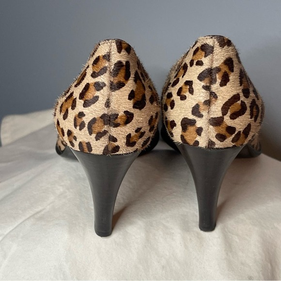 Franco Sarto | Tan Brown Leopard Print Leather Calf Hair 3” Heel Sz 8 - Picture 10 of 12